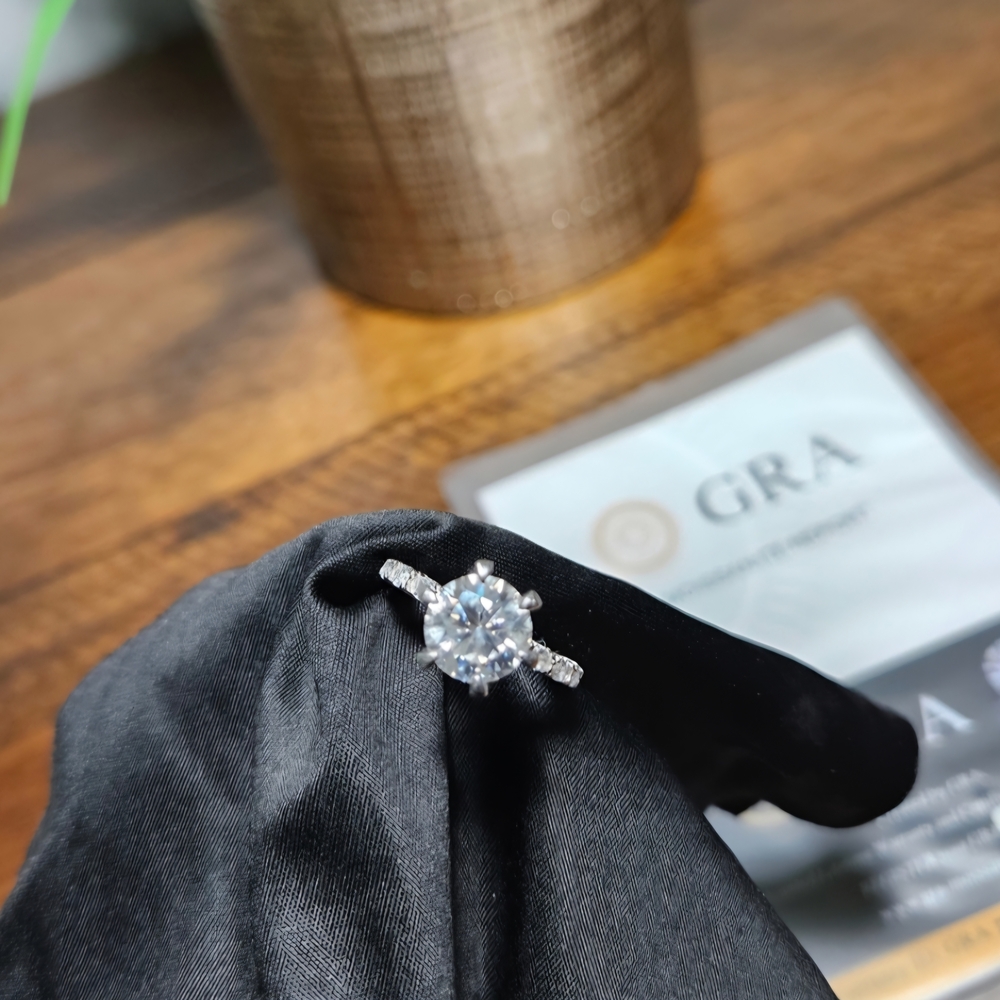 Diamond Moissanite Engagement Ring 3CTW NIB VVS1 Color D .925 Silver w/ GRA Cert - Picture 7 of 14